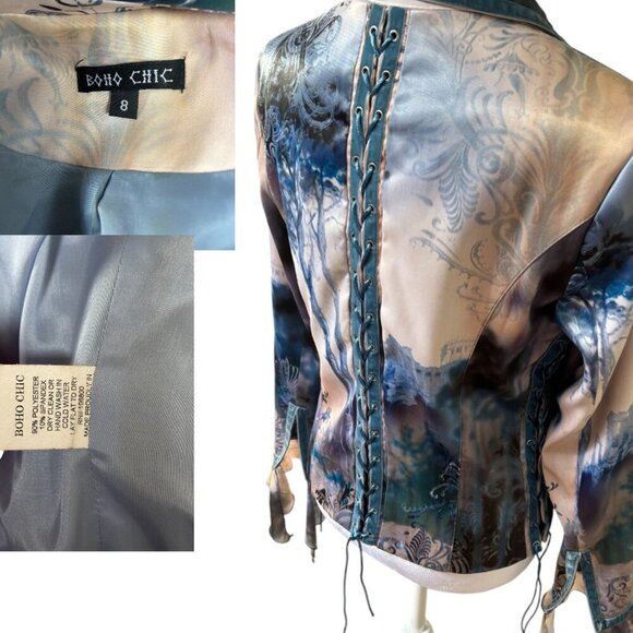 VTG. Y2K BOHO CHIC CORSET FAIRY LACE UP VELVET LINED BLAZER JACKET SZ. 8 MEDIUM - Picture 6 of 6